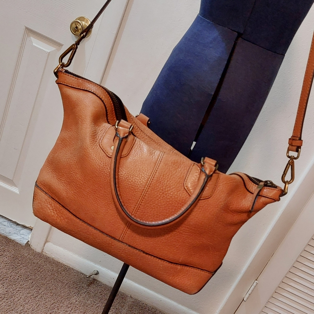 Madewell Tan Leather Shoulder Bag with Crossbody Strap